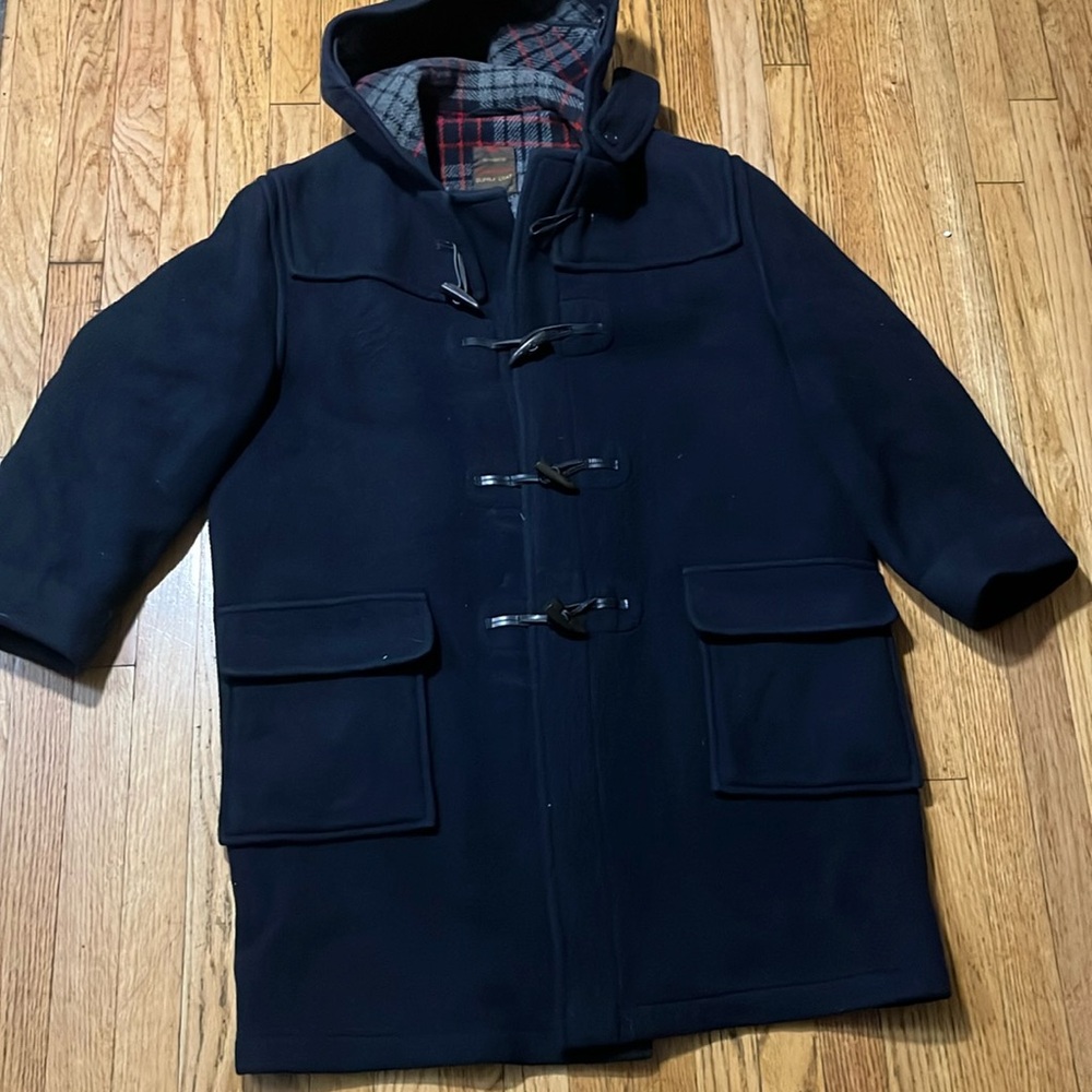 Vintage Wool Goodwood Duffle Toggle Coat Navy Blue